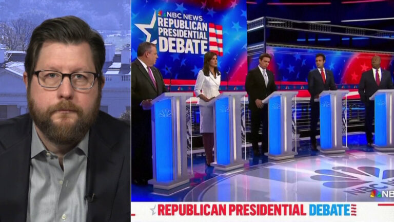 “Knuckle-Dragging Hawkishness”: Matt Duss on GOP Presidential Primary Debate, Israel, Gaza & More