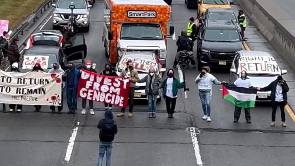 Pro-Palestine activists block entrance to JFK airport