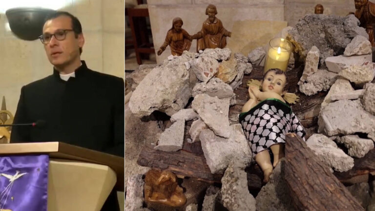 “Christ in the Rubble”: Watch Palestinian Pastor Deliver Powerful Christmas Sermon from Bethlehem