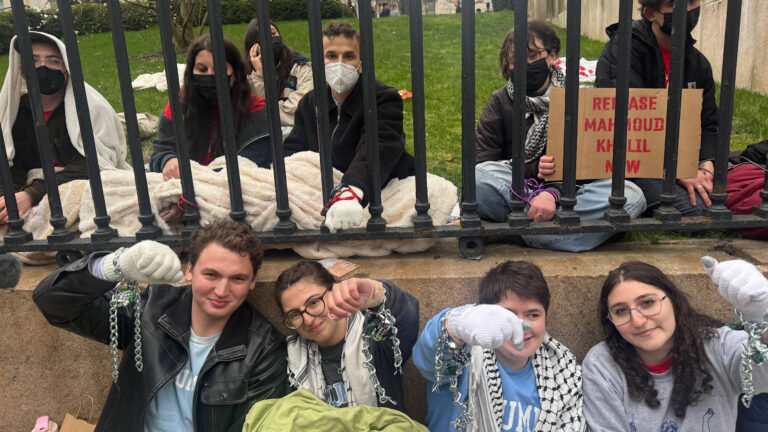 Jewish Students Chain Themselves to Columbia Gates to Protest ICE Jailing of Mahmoud Khalil