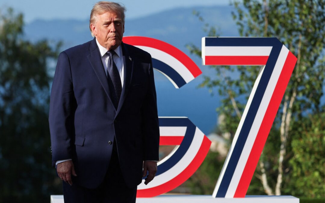 Trump touts Iran deal and Ukraine ambition as he arrives at G7