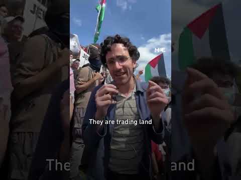 Jewish protesters join pro-Palestinian activists to condemn Israeli real estate event