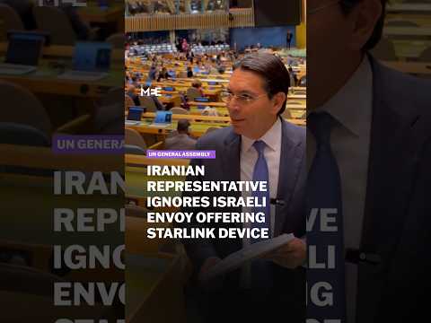 Iranian representative ignores Israeli envoy offering Starlink device at UNGA